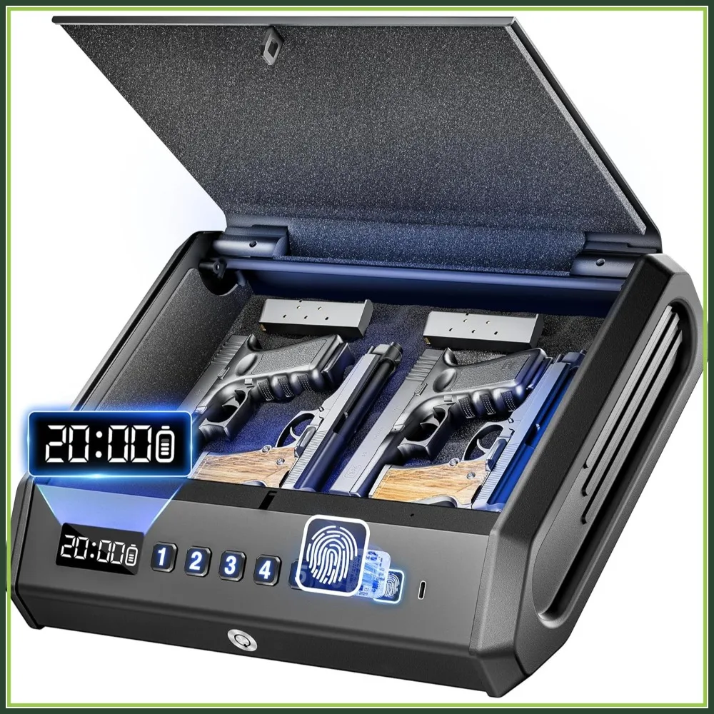 Large Biometric Gun Safe fits 4 Pistols,Fingerprint Handgun Safe,Internal Light&Silent Mode,Gun Lock Box for Home Bedroom Car
Large Biometric Gun Safe fits 4 Pistols,Fingerprint Handgun Safe,Internal Light&Silent Mode,Gun Lock Box for Home Bedroom Car