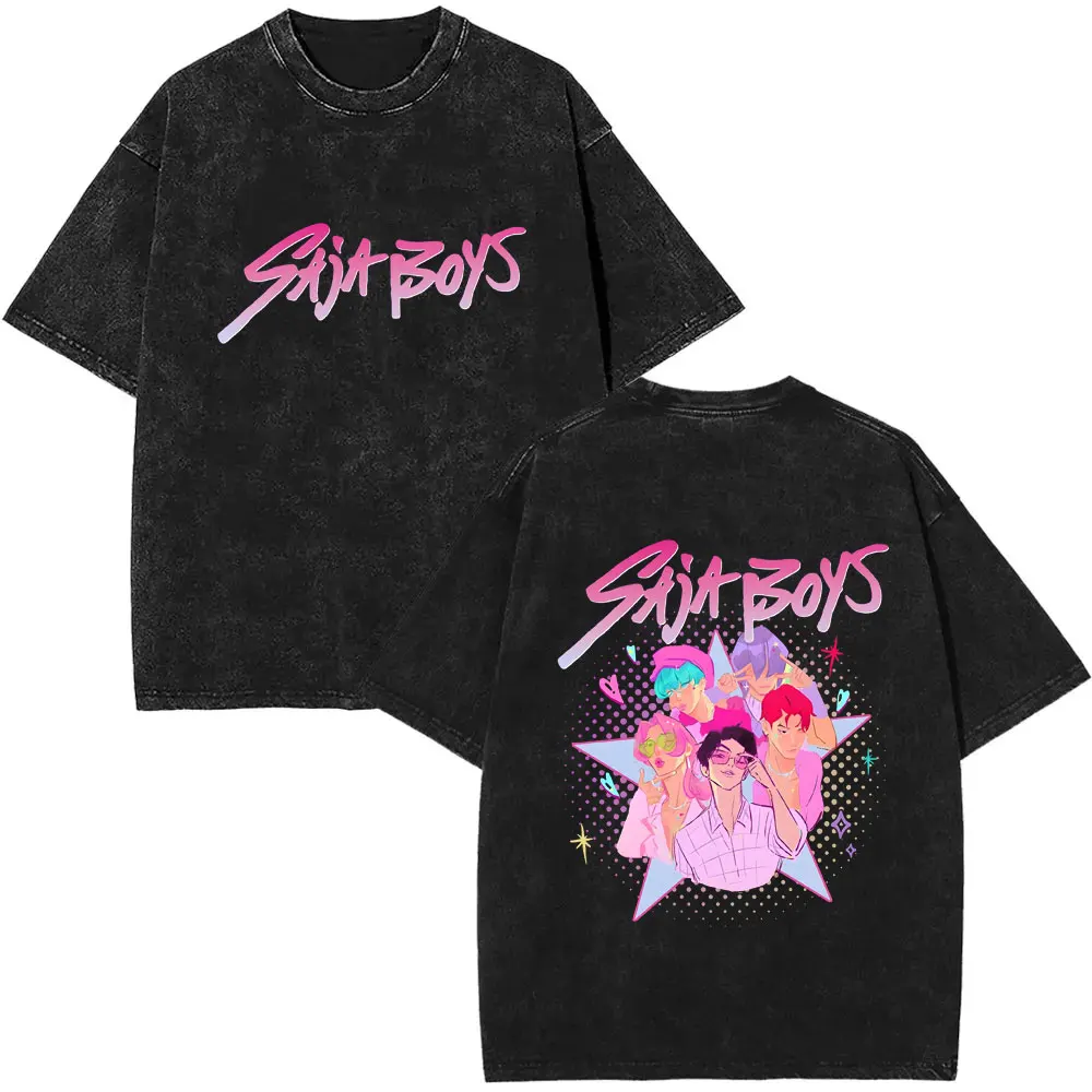 Movie KPop Demon Hunters Saja Boys Washed Vintage T-shirt Summer Men Women Korean Fashion Trend Streetwear Male Casual T Shirts
Movie KPop Demon Hunters Saja Boys Washed Vintage T-shirt Summer Men Women Korean Fashion Trend Streetwear Male Casual T Shirts