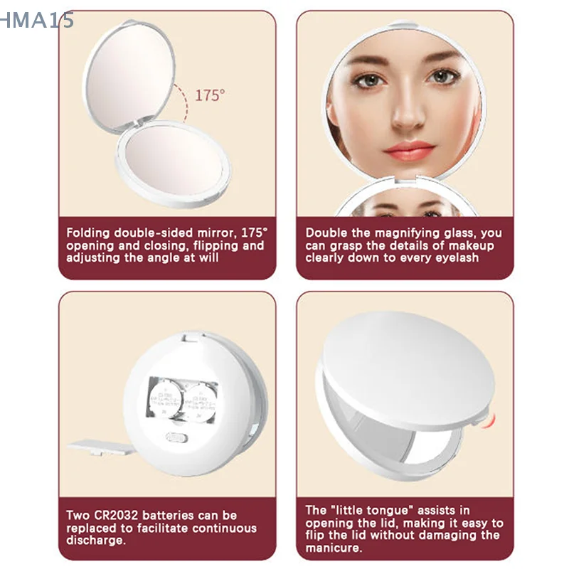 Компактное мини-подарочное складное косметическое зеркало с подсветкой, портативное ручное маленькое карманное дорожное зеркало для макияжа, 2X увеличительное
Компактное мини-подарочное складное косметическое зеркало с подсветкой, портативное ручное маленькое карманное дорожное зеркало для макияжа, 2X увеличительное