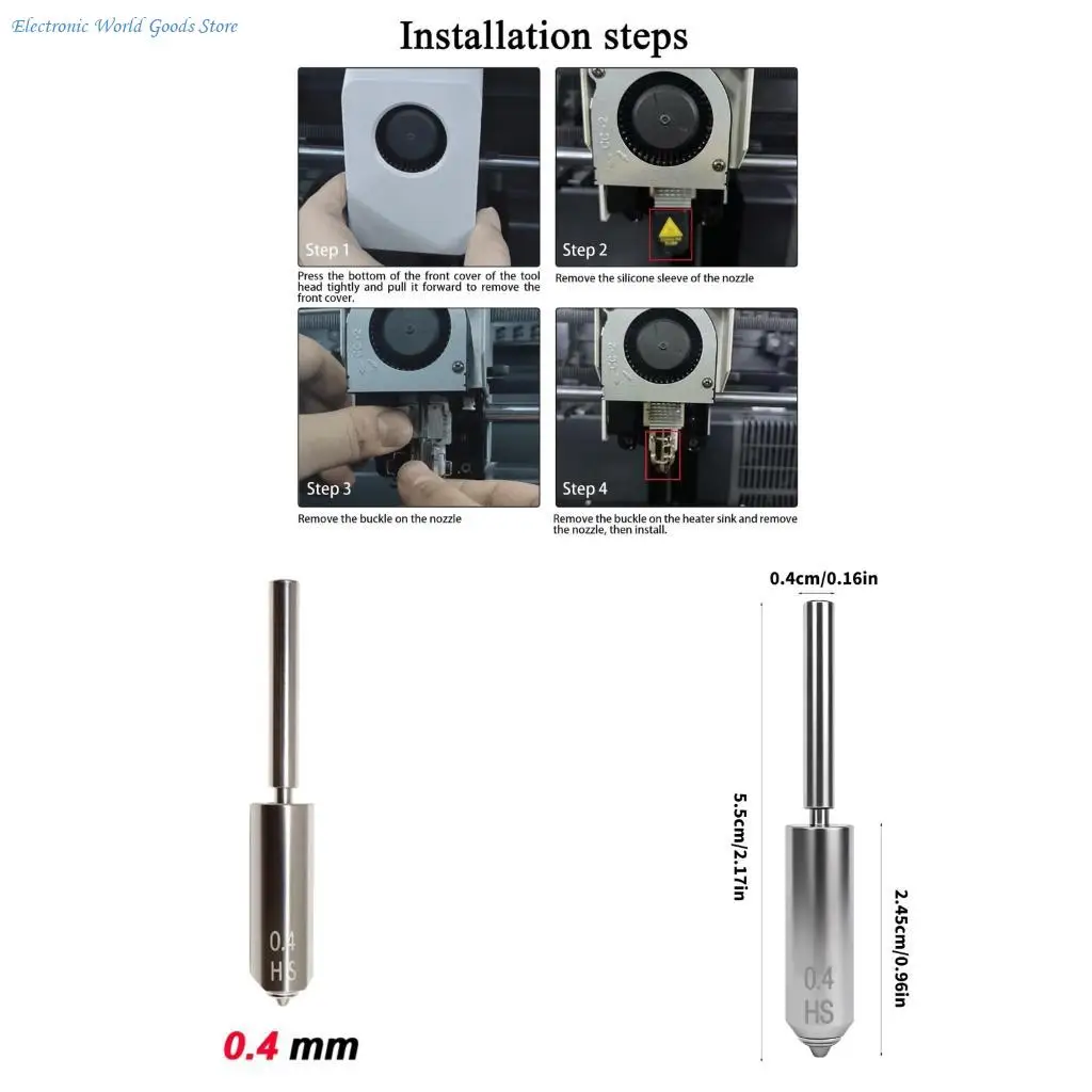 A3PD 0.4mm Metal Nozzle Replacement For S1 3D Printer Good Heat Resistance
A3PD 0.4mm Metal Nozzle Replacement For S1 3D Printer Good Heat Resistance