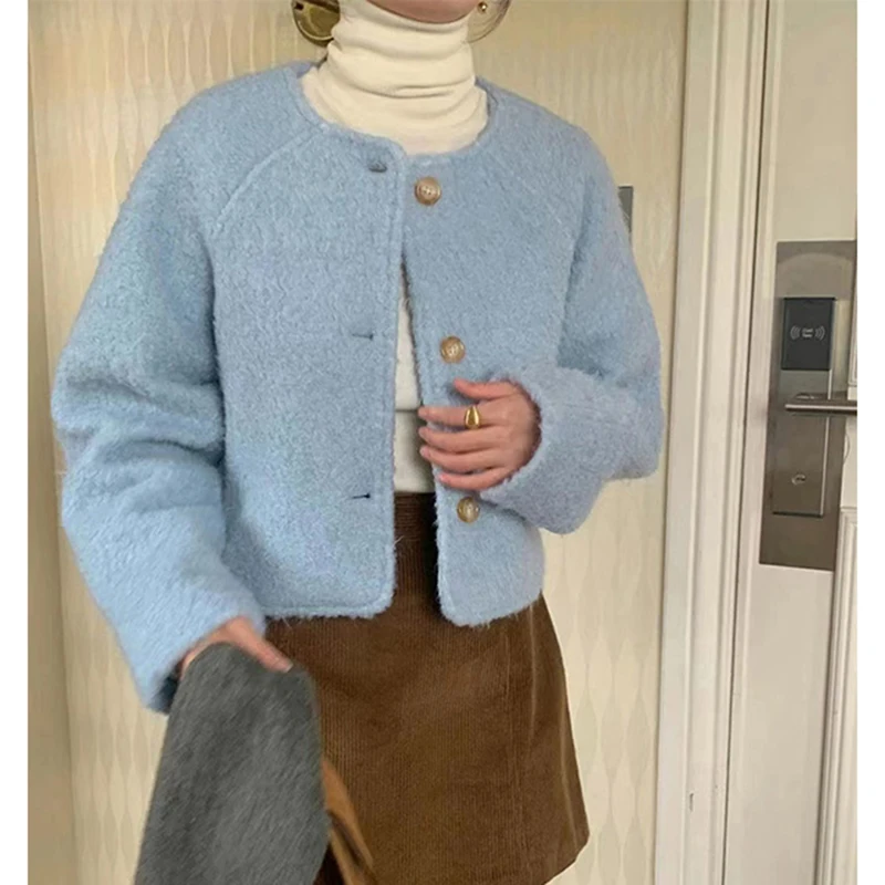 Vintage Wool Blends Coats Women Elegant Cropped Woolen Jacket Autumn Winter Ladies Korean Commute Long Sleeve Short Outerwears
Vintage Wool Blends Coats Women Elegant Cropped Woolen Jacket Autumn Winter Ladies Korean Commute Long Sleeve Short Outerwears