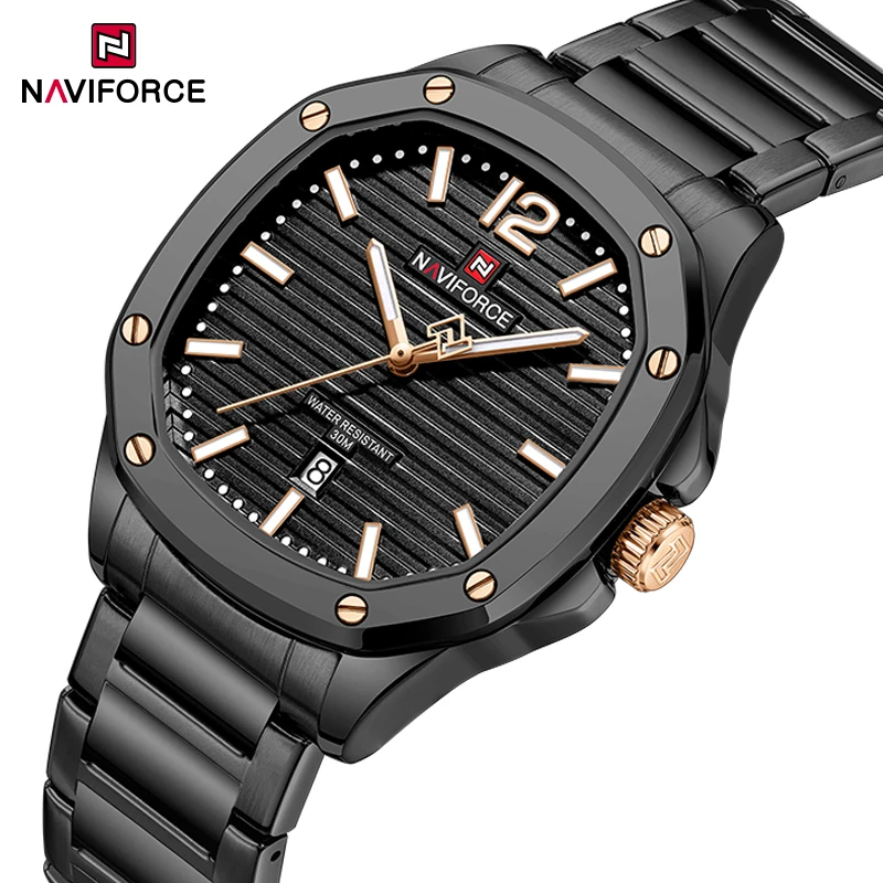 Новые мужские кварцевые часы NAVIFORCE с календарем, деловые спортивные мужские наручные часы с ремешком из нержавеющей стали, водонепроницаемые мужские часы Reloj Hombre
Новые мужские кварцевые часы NAVIFORCE с календарем, деловые спортивные мужские наручные часы с ремешком из нержавеющей стали, водонепроницаемые мужские часы Reloj Hombre