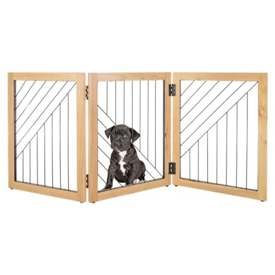 Pet Gate - 3-Panel Indoor Folding Dog Gate for Stairs or Doorways - 54x24-Inch Freestanding Pet Fence for Cats and Dogs by Natu
Pet Gate - 3-Panel Indoor Folding Dog Gate for Stairs or Doorways - 54x24-Inch Freestanding Pet Fence for Cats and Dogs by Natu