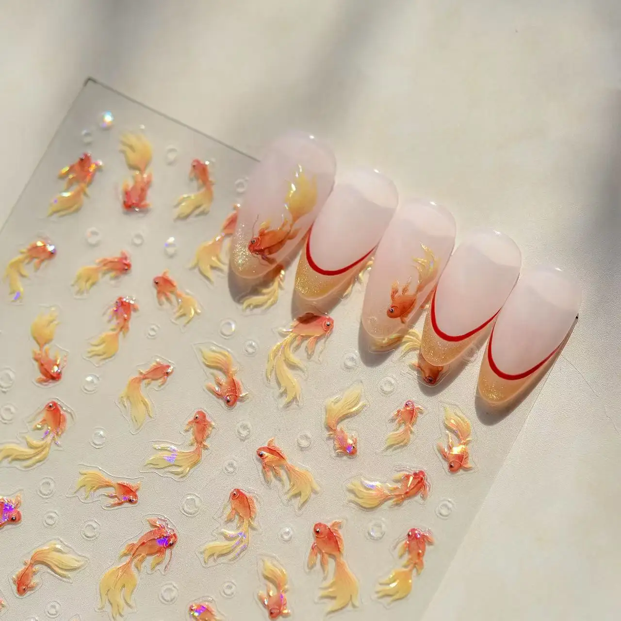 Tomoni Co-brand 5D Embossed Laser Goldfish Nail Stickers Animal Blister Stickers For Nails Nail Art Supplies Nail Art Decals
Tomoni Co-brand 5D Embossed Laser Goldfish Nail Stickers Animal Blister Stickers For Nails Nail Art Supplies Nail Art Decals