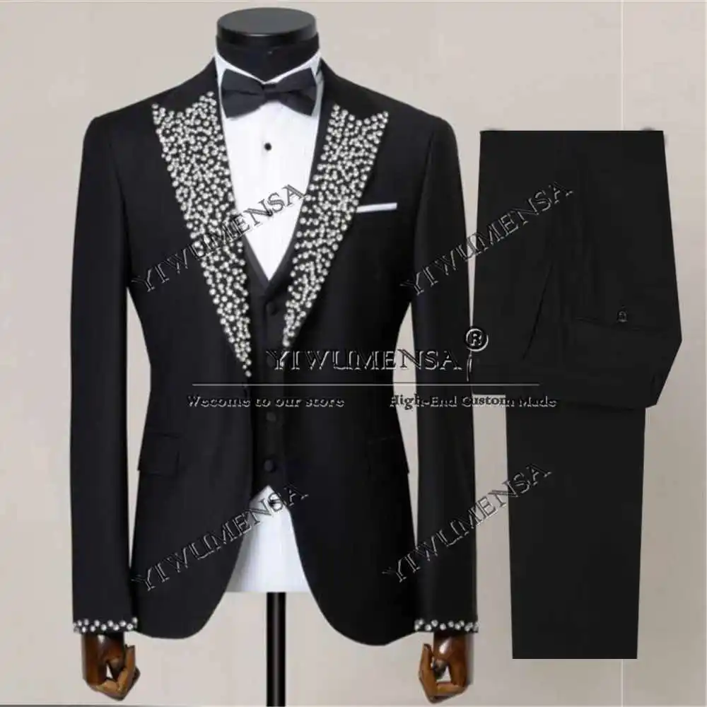 Beaded Stones Man Single Breasted Tuxedo Suits Slim Fit 3 Pieces Sets Groom Wedding Dresses Customized traje de hombre elegante
Beaded Stones Man Single Breasted Tuxedo Suits Slim Fit 3 Pieces Sets Groom Wedding Dresses Customized traje de hombre elegante