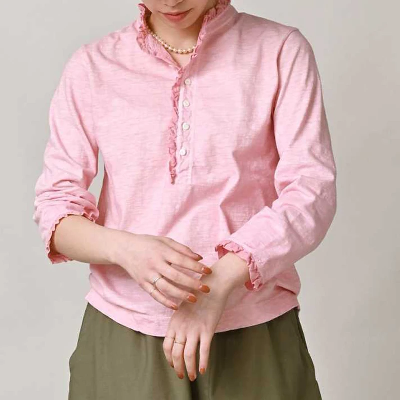 Sweet Faionable Long Sve T-irt Women's Japanese Sle f Open Collar Lace Trim Cotton Loose Fit Spring 2026
Sweet Faionable Long Sve T-irt Women's Japanese Sle f Open Collar Lace Trim Cotton Loose Fit Spring 2026