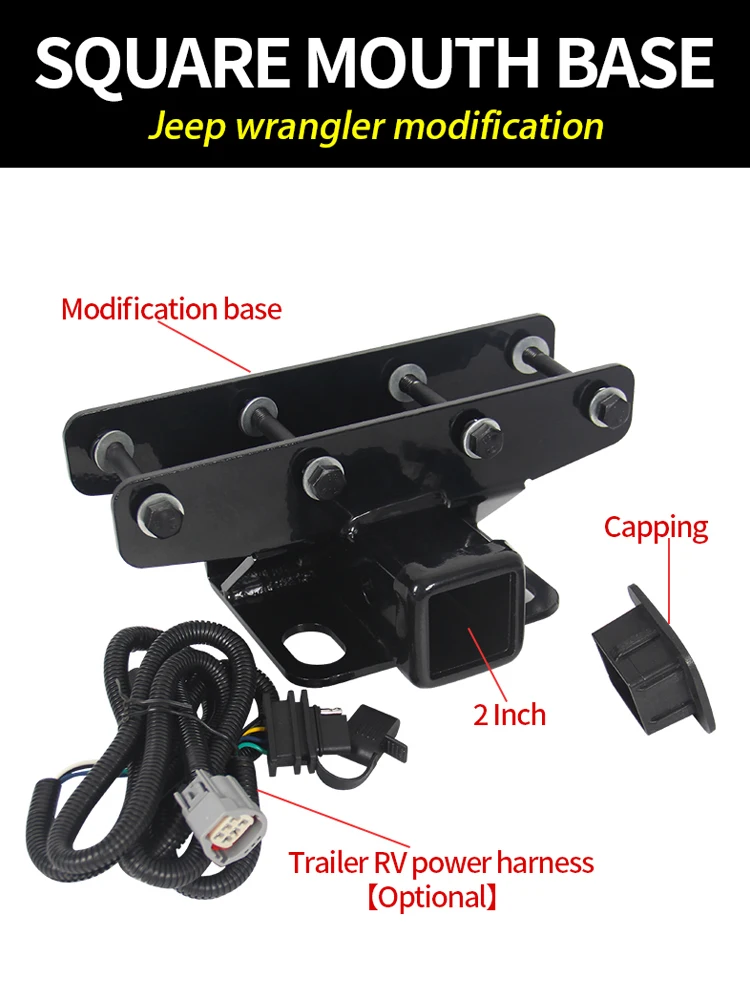 Modification of 2-inch square mouth base For Jeep Wrangler JK/JL 4x4 off road accessories Convenient to use trailer hook device
Modification of 2-inch square mouth base For Jeep Wrangler JK/JL 4x4 off road accessories Convenient to use trailer hook device