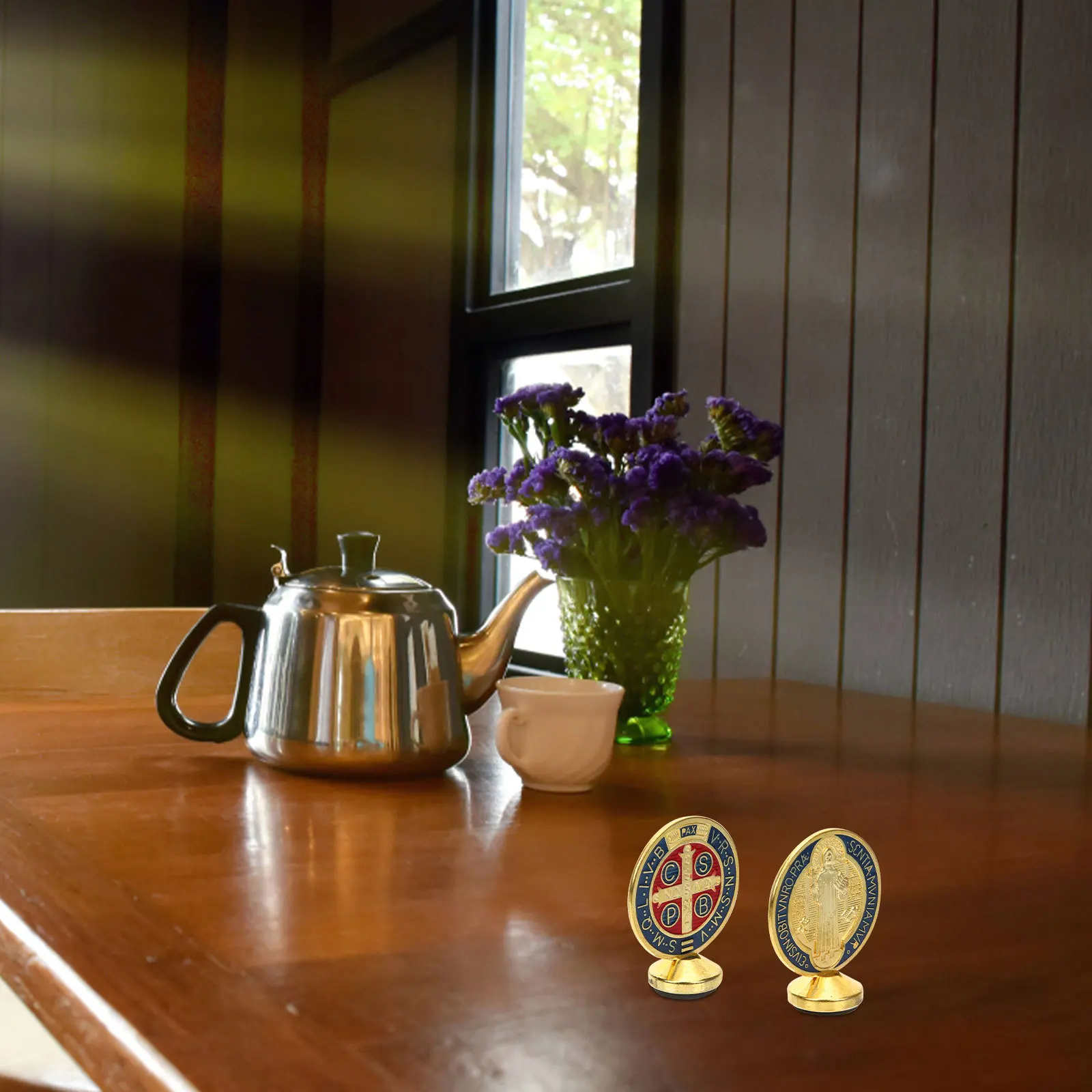 2Pcs Religious Saint Benedict Alloy Ornament Coordinated Proportion Design for Christmas Tree Church Home Office Decoration
2Pcs Religious Saint Benedict Alloy Ornament Coordinated Proportion Design for Christmas Tree Church Home Office Decoration