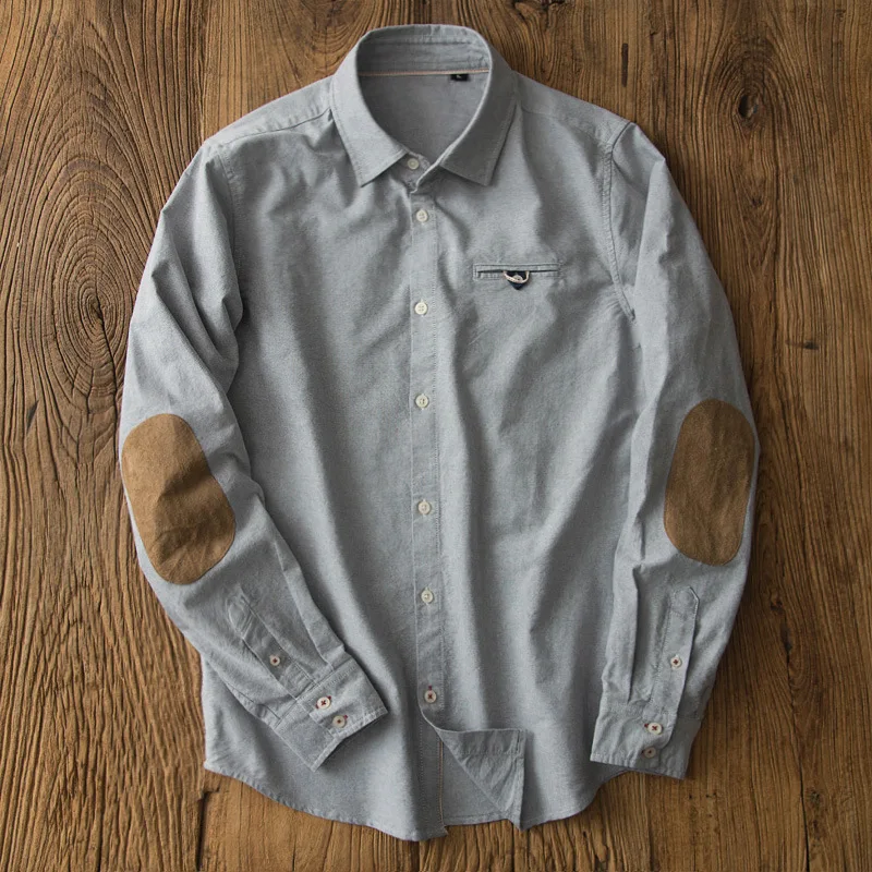 100% Cotton Oxford Washed Long-Sleeve Shirt for Men Japanese Retro Style with Suede Patch Accents Slim Fit Tops 2026 Spring Fall
100% Cotton Oxford Washed Long-Sleeve Shirt for Men Japanese Retro Style with Suede Patch Accents Slim Fit Tops 2026 Spring Fall