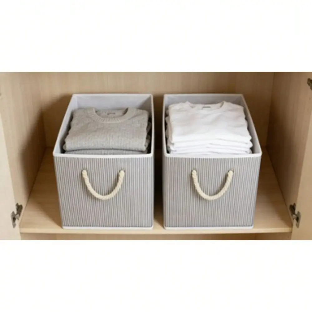 Cube Storage Bins 12.75 X 12.75 , Gray Stripe, 2 Pack
Cube Storage Bins 12.75 X 12.75 , Gray Stripe, 2 Pack