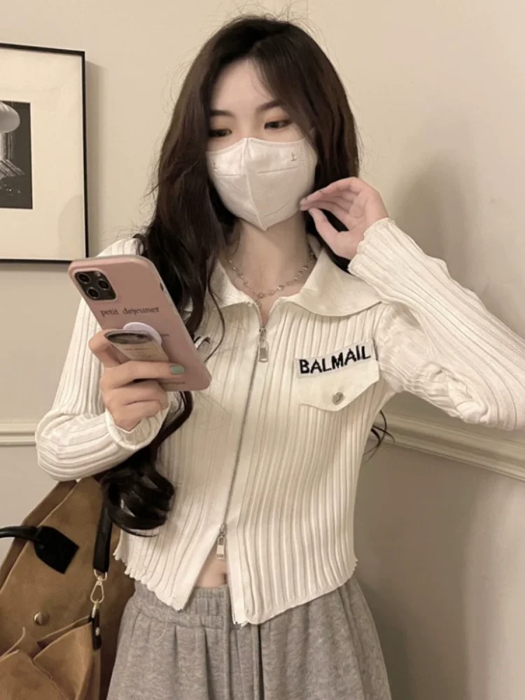 Women's Slim Fit ort Knitted Cardigan Double Zipper Long Sve Turn-down Collar Sweet Sle Inner Wear Base irt Top
Women's Slim Fit ort Knitted Cardigan Double Zipper Long Sve Turn-down Collar Sweet Sle Inner Wear Base irt Top