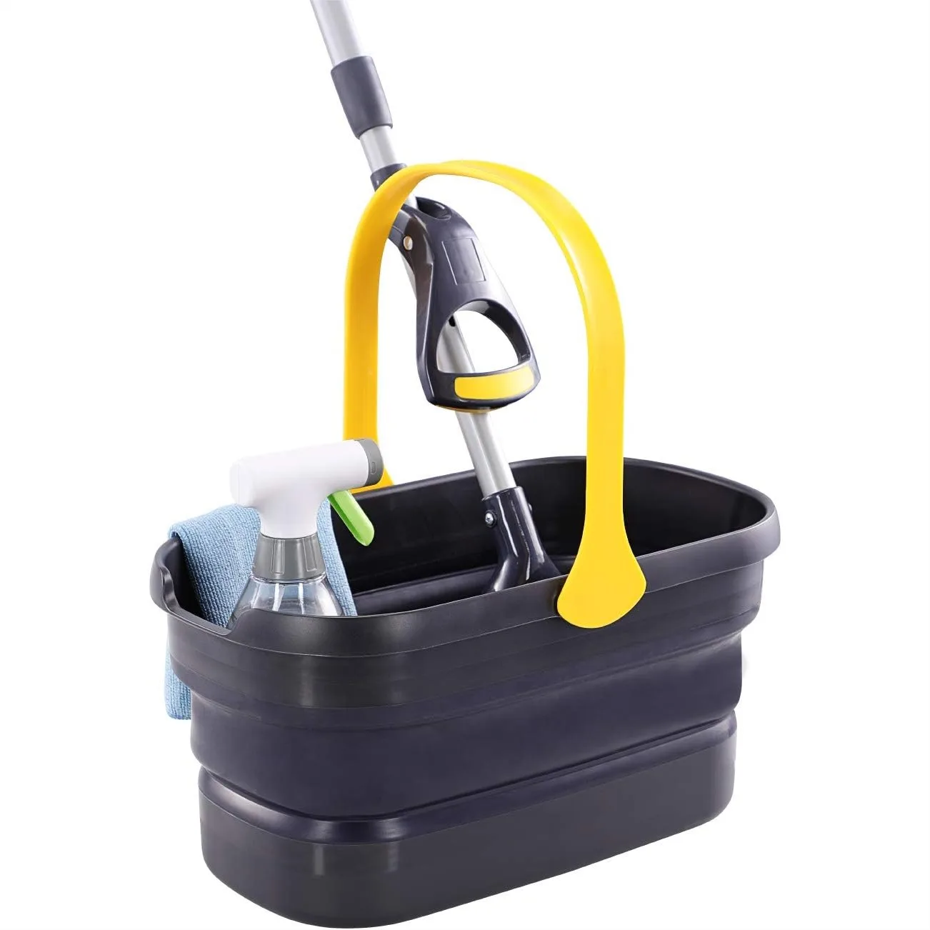 Collapsible Plastic Bucket 10L (2.6 Gallon) Cleaning Washing Basket for Sponge Flat Cotton Mop with Non-Slip Handle
Collapsible Plastic Bucket 10L (2.6 Gallon) Cleaning Washing Basket for Sponge Flat Cotton Mop with Non-Slip Handle