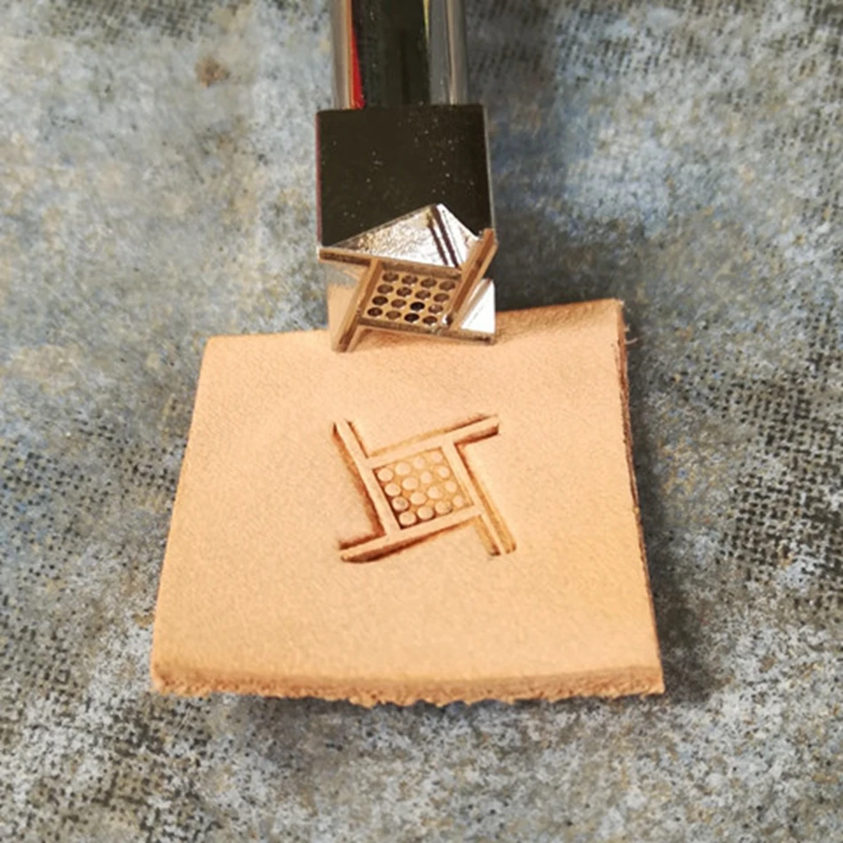 Leathercraft tools and hardware, precision steel engraving and embossing tools, geometric lattice patterns with dot motifs
Leathercraft tools and hardware, precision steel engraving and embossing tools, geometric lattice patterns with dot motifs
