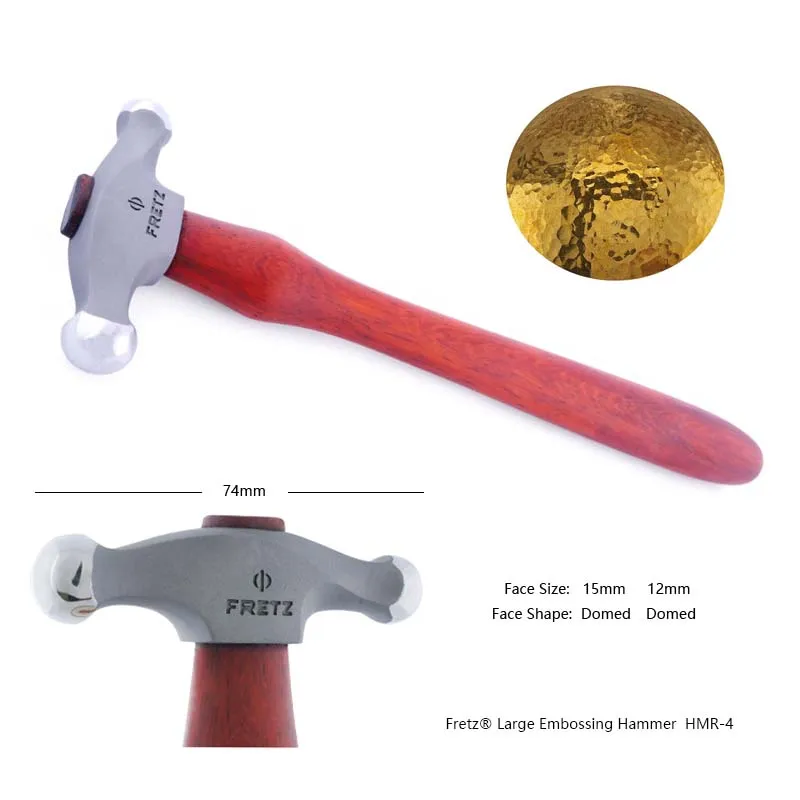 Fretz HMR-4 Large Embossing Hammer 12mm/16mm Polished Stainless Steel Head Rosewood Handle for Metal Embossing Doming Texturing
Fretz HMR-4 Large Embossing Hammer 12mm/16mm Polished Stainless Steel Head Rosewood Handle for Metal Embossing Doming Texturing