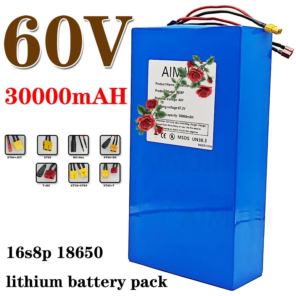 high-power 16S8P battery pack 60V battery 3000mAh 2000W 67.2V lithium battery with built-in BMS
high-power 16S8P battery pack 60V battery 3000mAh 2000W 67.2V lithium battery with built-in BMS