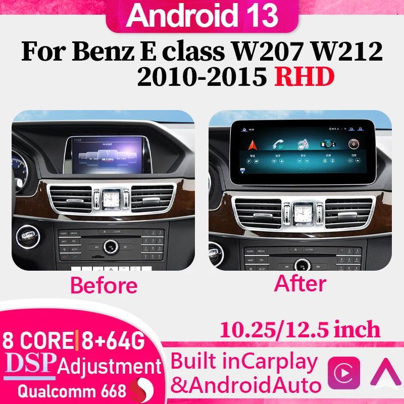 RHD 12G+256G Qualcomm 668 Android 13 For Mercedes Benz E Class W207 W212 Carplay Car Video Player Navigation Multimedia Screen
RHD 12G+256G Qualcomm 668 Android 13 For Mercedes Benz E Class W207 W212 Carplay Car Video Player Navigation Multimedia Screen