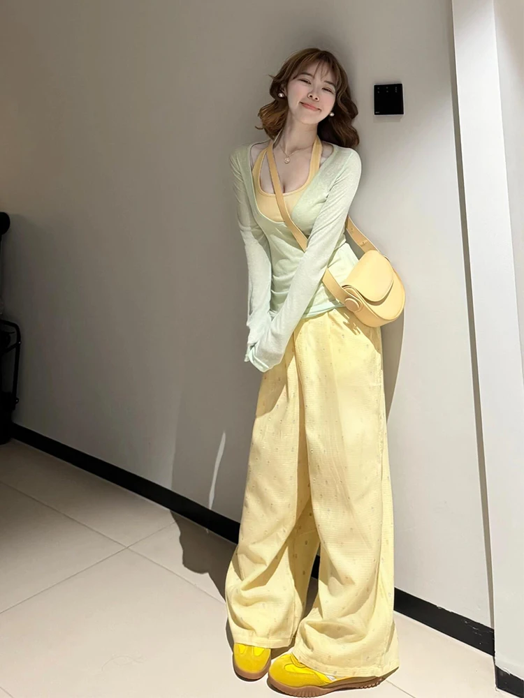 Summer New Style Dopaamine Long Sleeve Vest High Waist Casual Pants Set Women Comfortable V-Neck Loose Fit Fashion Ensemble
Summer New Style Dopaamine Long Sleeve Vest High Waist Casual Pants Set Women Comfortable V-Neck Loose Fit Fashion Ensemble