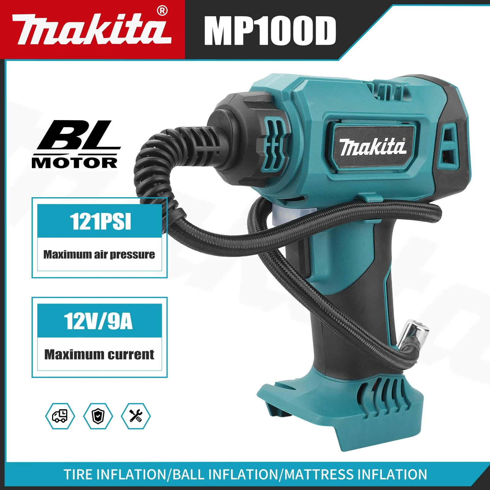 Makita Electric Air Pump 600mm Cordless Portable 12V Rechargeable Handheld Air Compressor For Cars For 18V Battery
Makita Electric Air Pump 600mm Cordless Portable 12V Rechargeable Handheld Air Compressor For Cars For 18V Battery