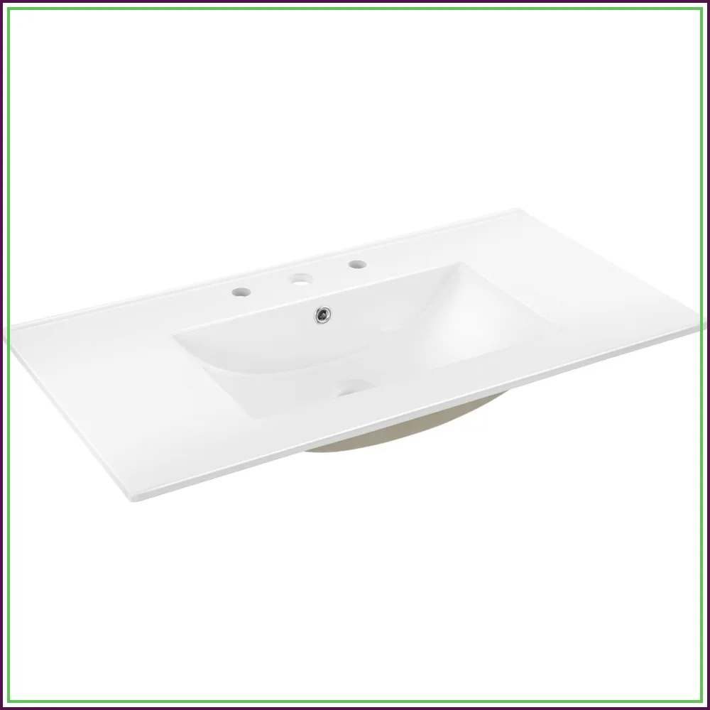 36x18.25 in. Ceramic Vanity Sink Top with 3-Hole Rectangular Basin, White SNK1003A
36x18.25 in. Ceramic Vanity Sink Top with 3-Hole Rectangular Basin, White SNK1003A