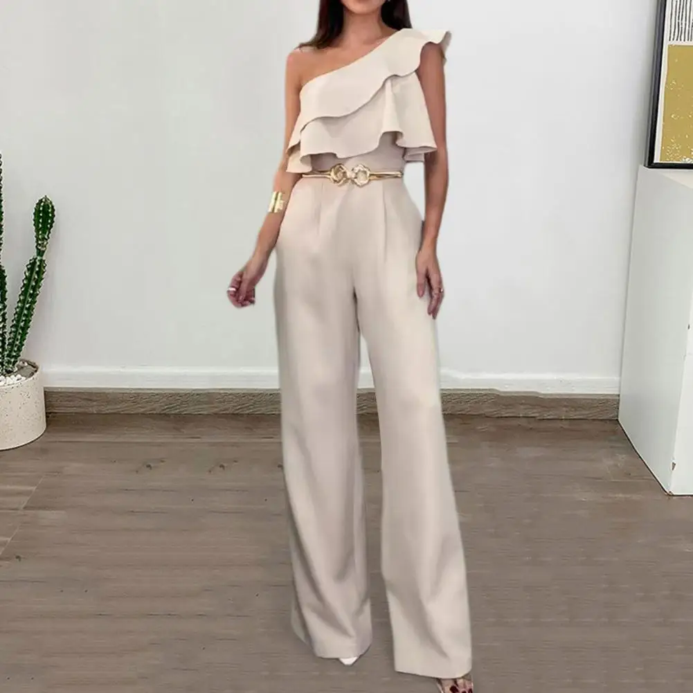 Women Jumpsuit Elegant One Shoulder Ruffle Jumpsuit for Women Stylish High Waist Wide Leg Summer Jumpsuit with Slim Fit for A
Women Jumpsuit Elegant One Shoulder Ruffle Jumpsuit for Women Stylish High Waist Wide Leg Summer Jumpsuit with Slim Fit for A