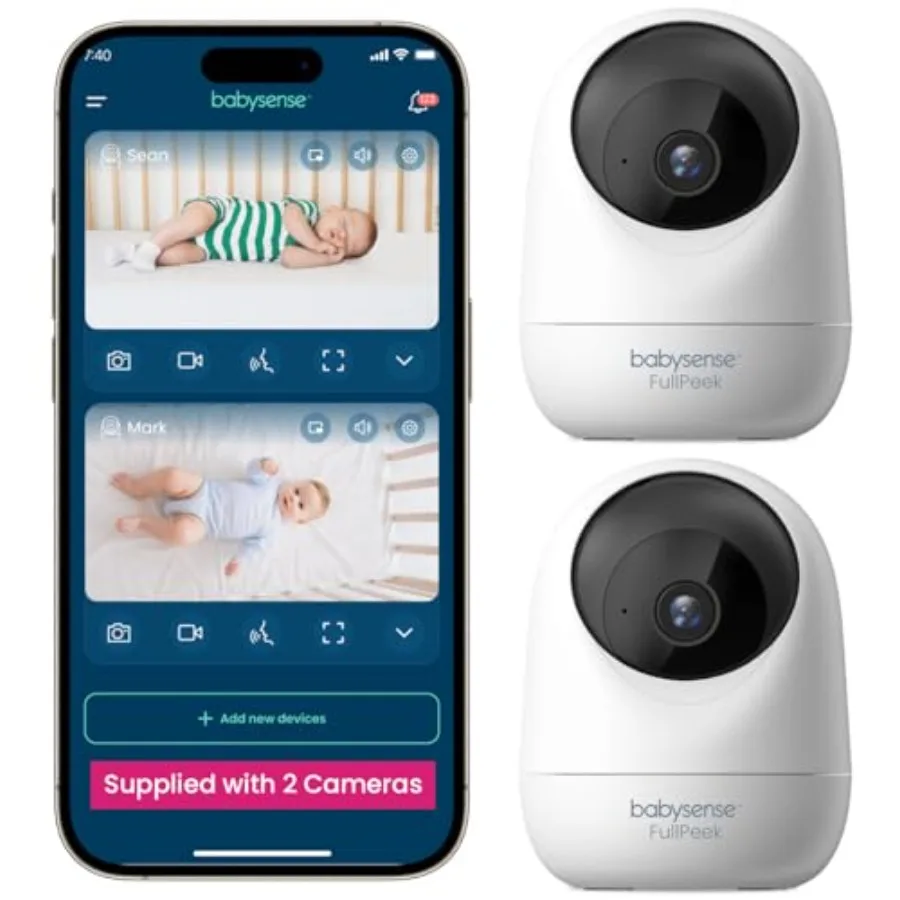 Babysense 2Peek Video Baby Monitor WiFi Security Camera with Auto Tracking 2Pcs 3MP Super HD Intelligent Motion Sound Detection
Babysense 2Peek Video Baby Monitor WiFi Security Camera with Auto Tracking 2Pcs 3MP Super HD Intelligent Motion Sound Detection