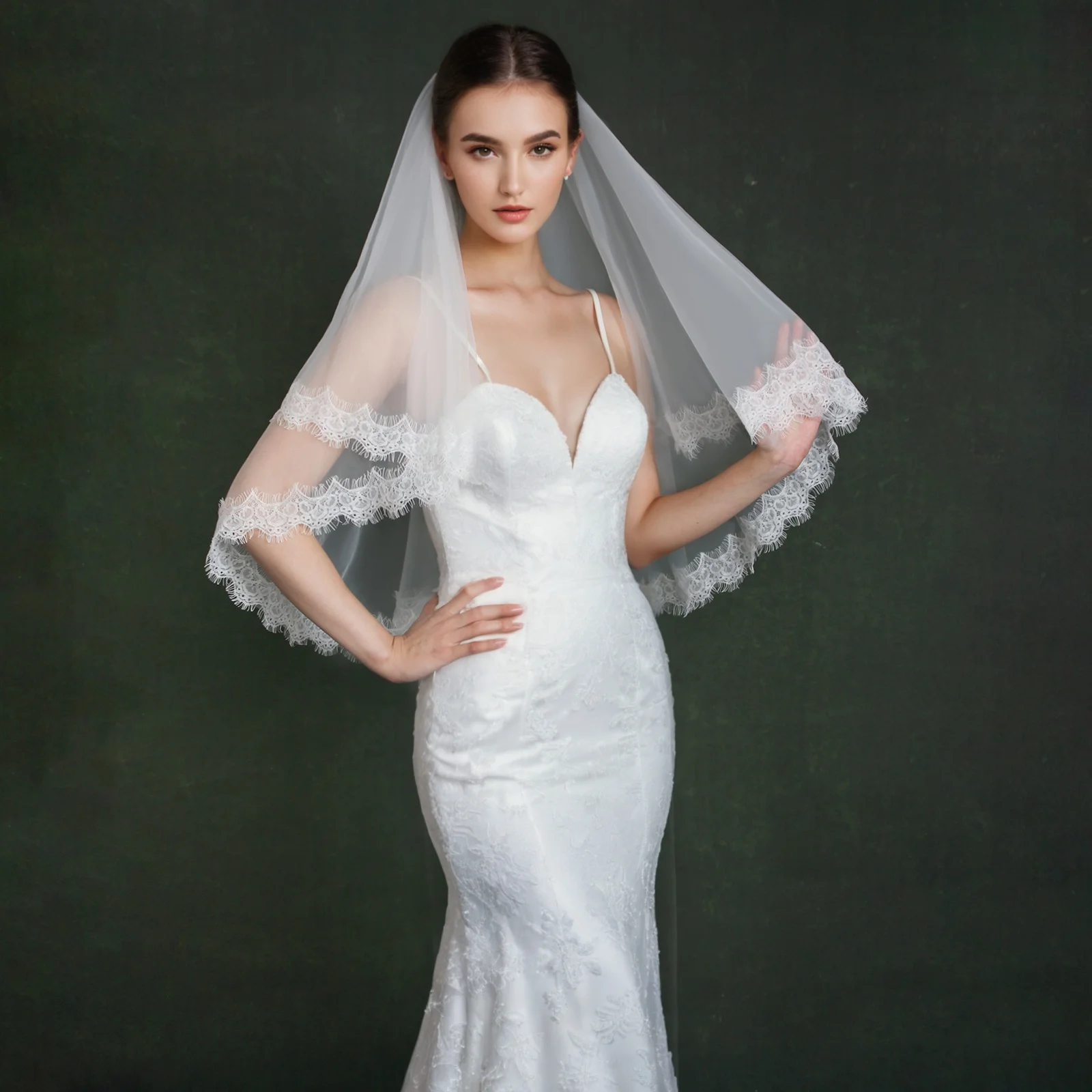 Кружевная фата, двухслойная свадебная фата белого цвета слоновой кости, подходит для роскошных свадеб, короткий свадебный аксессуар 70 см G153
Кружевная фата, двухслойная свадебная фата белого цвета слоновой кости, подходит для роскошных свадеб, короткий свадебный аксессуар 70 см G153