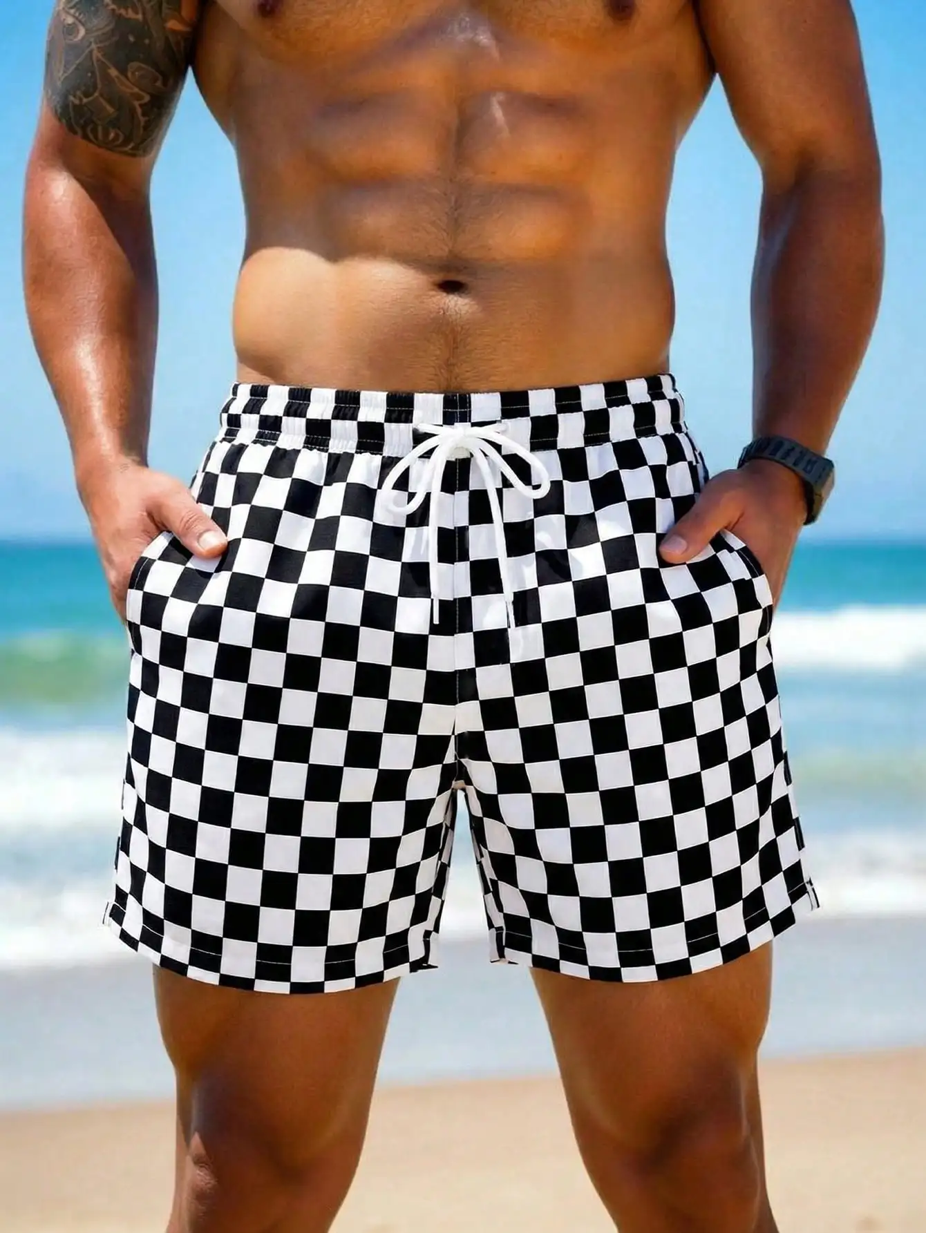 1pc Men's Checkerboard Pattern Casual Beach Shorts, Breathable Lightweight Comfortable, Suitable For Summer Vacation
1pc Men's Checkerboard Pattern Casual Beach Shorts, Breathable Lightweight Comfortable, Suitable For Summer Vacation