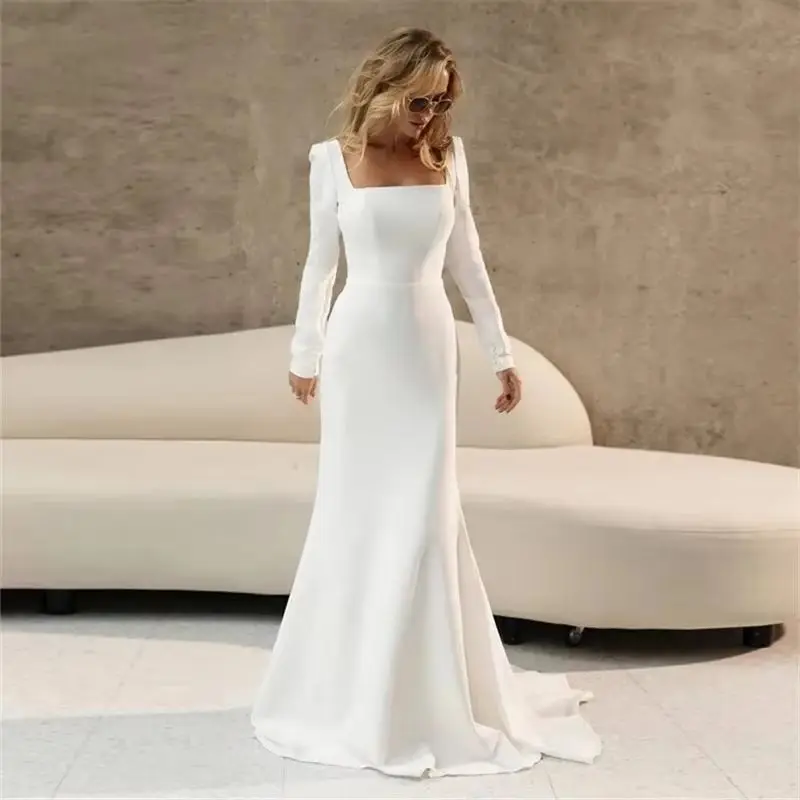 Элегантные атласные свадебные платья с длинными рукавами и квадратным воротником-русалкой, свадебные платья, роскошные халаты 2025 года, Vestidos De Novia по индивидуальному заказу
Элегантные атласные свадебные платья с длинными рукавами и квадратным воротником-русалкой, свадебные платья, роскошные халаты 2025 года, Vestidos De Novia по индивидуальному заказу