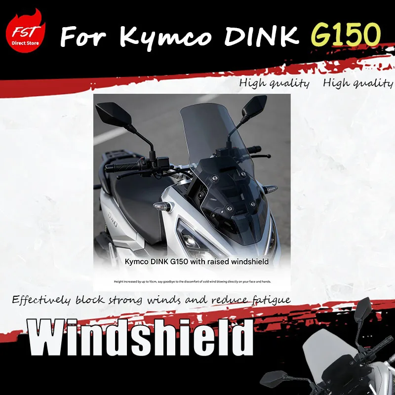For Kymco DINK G150 High-Height Windshield Front Windscreen G150 Special Accessories Modification
For Kymco DINK G150 High-Height Windshield Front Windscreen G150 Special Accessories Modification