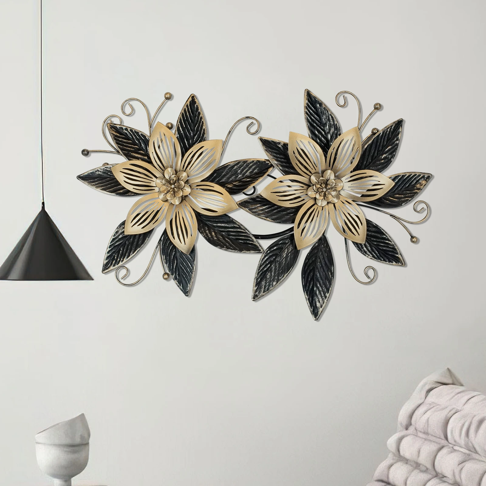 Black Gold Metal Flowers Wall Sculpture 3D Multi-layer Modern Floral Art Rustic Distressed Hanging Decor for Indoor Outdoor
Black Gold Metal Flowers Wall Sculpture 3D Multi-layer Modern Floral Art Rustic Distressed Hanging Decor for Indoor Outdoor