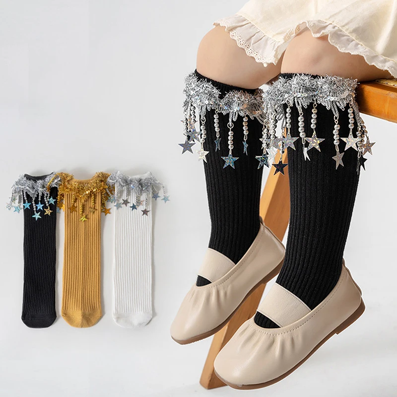 Kids Girls Knee High Socks Star Embellished Seamless School Uniform Socks Spring Fall Toddler Over-the-Calf Socks
Kids Girls Knee High Socks Star Embellished Seamless School Uniform Socks Spring Fall Toddler Over-the-Calf Socks