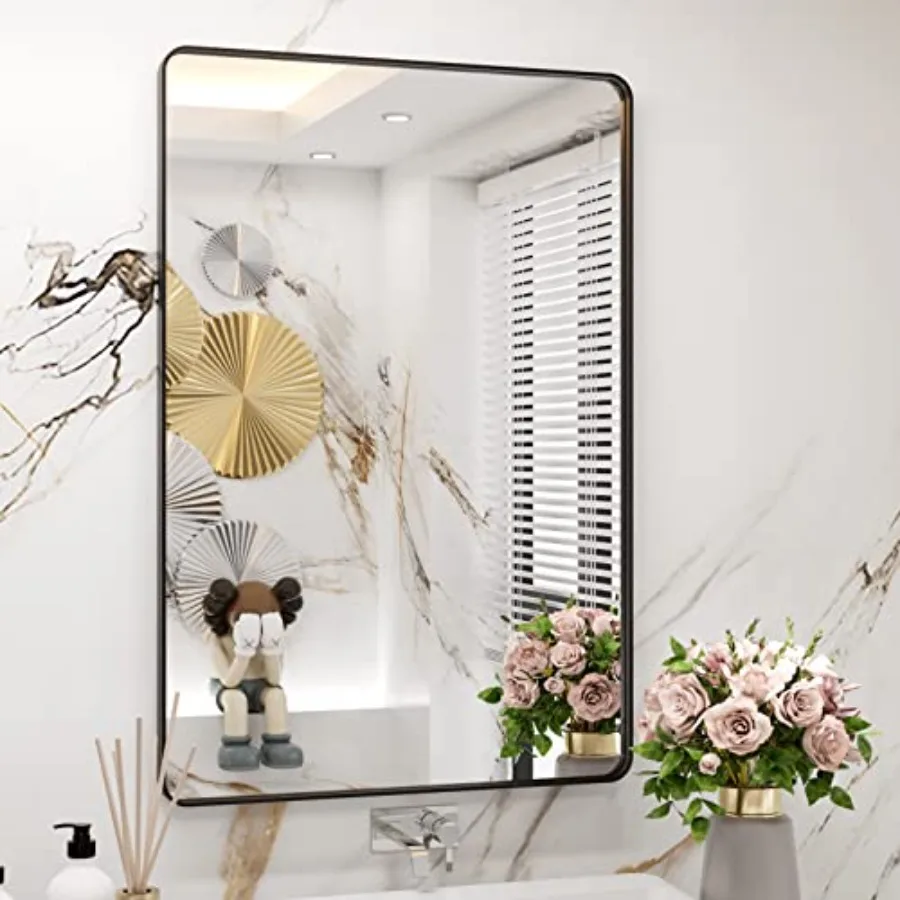 Framed Bathroom Mirror, 24X36 Inch Rounded Rectangle Bathroom Mirror, Bathroom Vanity Mirror for Wall, Anti-Rust, Tempered Glas
Framed Bathroom Mirror, 24X36 Inch Rounded Rectangle Bathroom Mirror, Bathroom Vanity Mirror for Wall, Anti-Rust, Tempered Glas