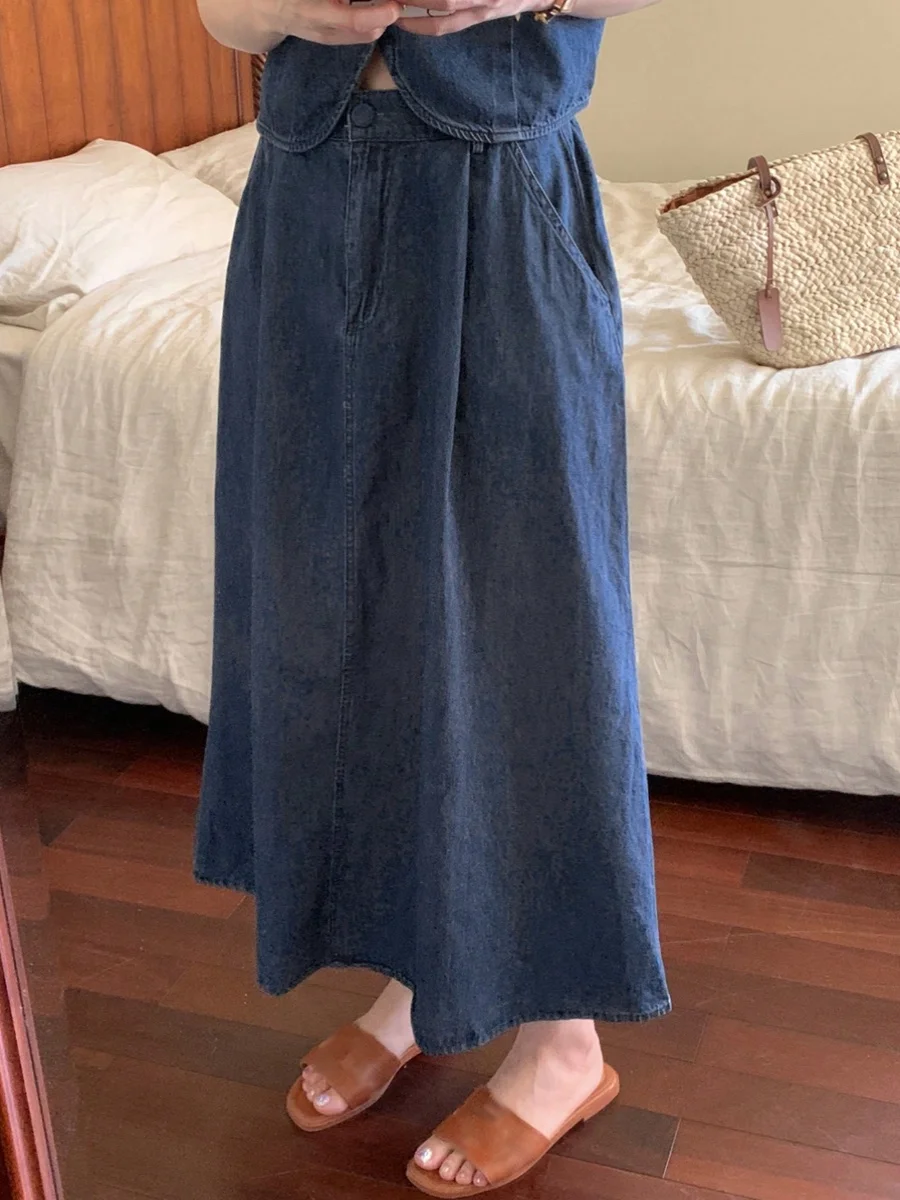 Юбка трапециевидной формы с высокой талией в стиле ретро, Гонконг, джинсовая женская модная летняя повседневная утягивающая юбка-миди с высокой талией
Юбка трапециевидной формы с высокой талией в стиле ретро, Гонконг, джинсовая женская модная летняя повседневная утягивающая юбка-миди с высокой талией