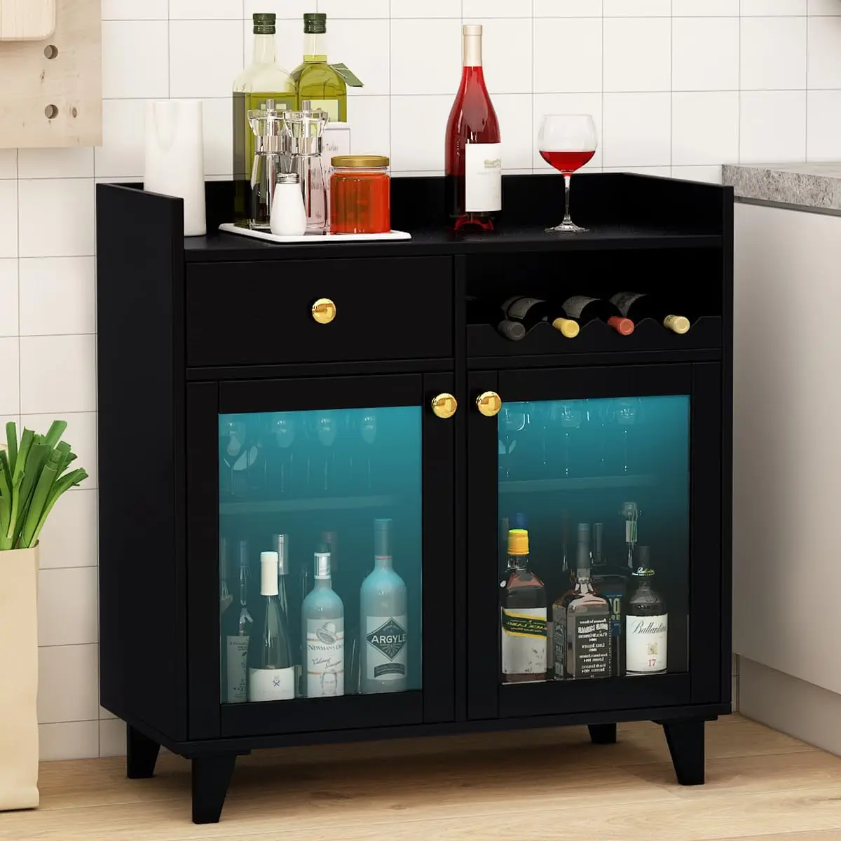 Small Wine Bar Cabinet w/ Led Light, Black Farmhouse Modern Coffee Liquor Cabinet with Storage for Home, Buffet Sideboard
Small Wine Bar Cabinet w/ Led Light, Black Farmhouse Modern Coffee Liquor Cabinet with Storage for Home, Buffet Sideboard