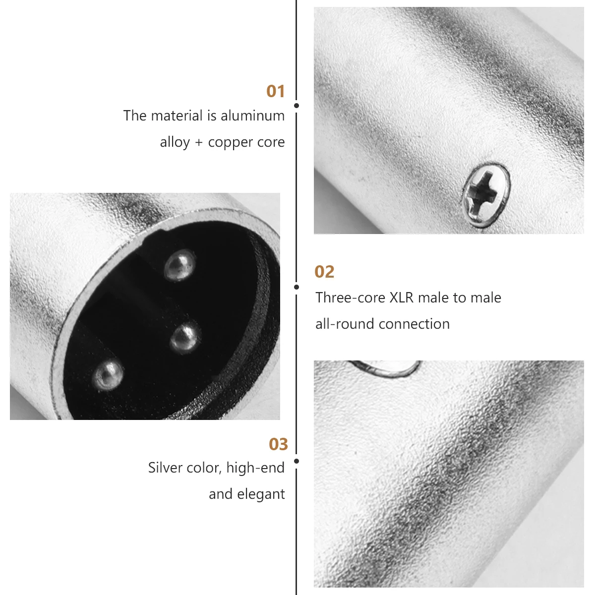 2PCS 3 Core XLR Male to Male Conversion Head Pin Connector Microphone Adapter for Mixer Line Silver Audio Video Cable Durable
2PCS 3 Core XLR Male to Male Conversion Head Pin Connector Microphone Adapter for Mixer Line Silver Audio Video Cable Durable