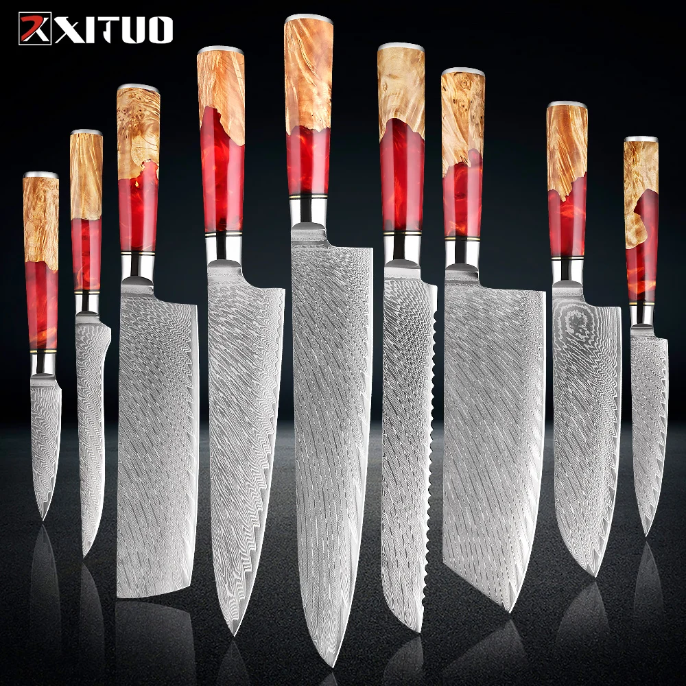 XITUO 1-9Piece Damascus Steel Kitchen Knives Set Includes Chef Knife,Bread Knife,Cleaver, Santoku Knife,Nakiri Boning Knife
XITUO 1-9Piece Damascus Steel Kitchen Knives Set Includes Chef Knife,Bread Knife,Cleaver, Santoku Knife,Nakiri Boning Knife