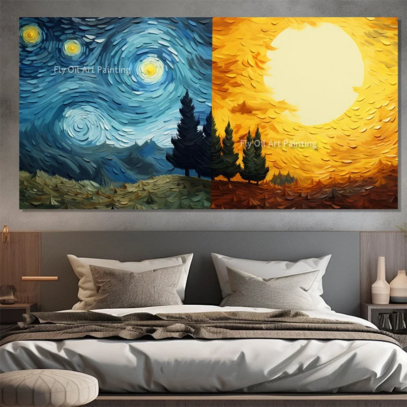 Blue Landscape Modern Artwork Handmade Large Beautiful Night Sky View Oil Painting New Original Wall Art Decor For Living Room
Blue Landscape Modern Artwork Handmade Large Beautiful Night Sky View Oil Painting New Original Wall Art Decor For Living Room