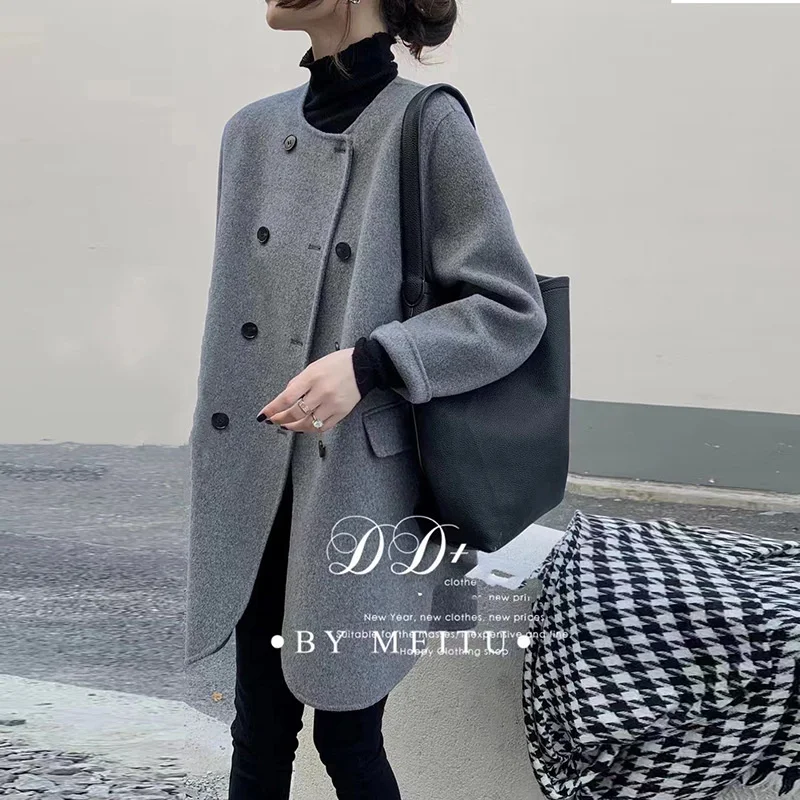 2022 Winter New Round Neck Cashmere Coat for Women's Mid length Double breasted Australian Wool Double sided Coat Trend
2022 Winter New Round Neck Cashmere Coat for Women's Mid length Double breasted Australian Wool Double sided Coat Trend