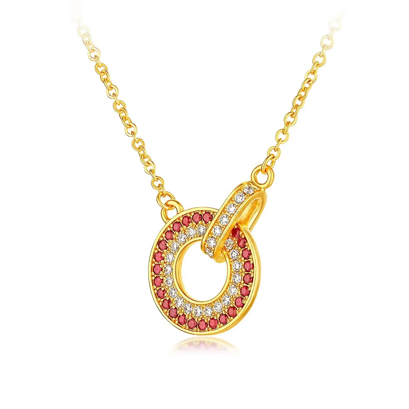 luxury 9999 24K real gold double ring necklace for women round ring red corundum full diamond pendant exquisite collarbone chain
luxury 9999 24K real gold double ring necklace for women round ring red corundum full diamond pendant exquisite collarbone chain