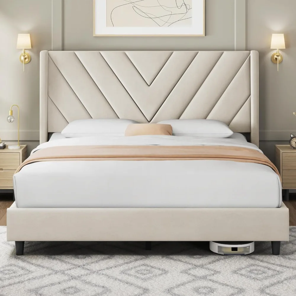 Yaheetech Queen Bed Frame Upholstered Platform Bed with Wing Side/Wooden Slat Support/Tufted Headboard with Wing Side/Mattress F
Yaheetech Queen Bed Frame Upholstered Platform Bed with Wing Side/Wooden Slat Support/Tufted Headboard with Wing Side/Mattress F