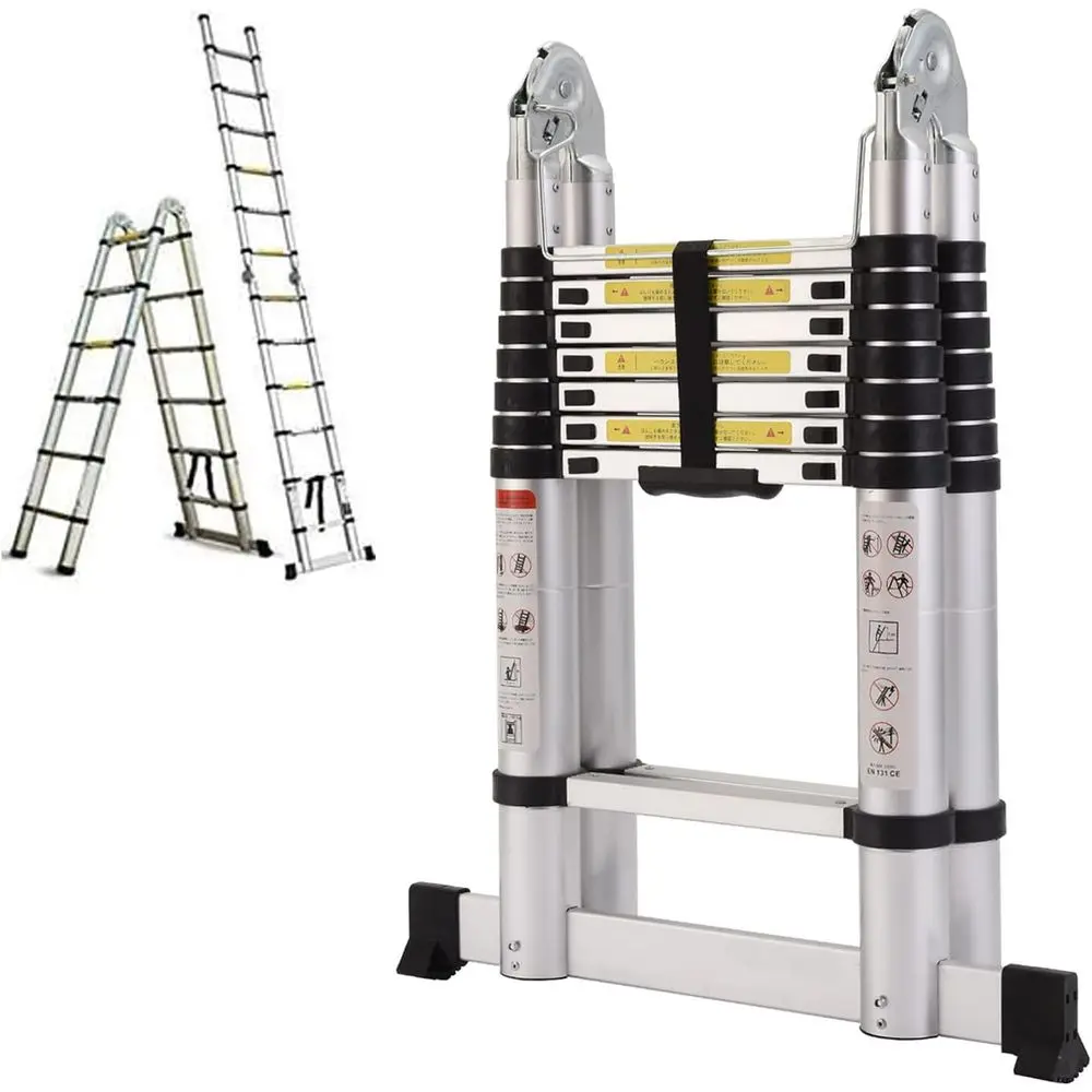 Aluminum Telescoping Ladder 16.5FT, 330lbs Load, A-Frame Design, Portable, Folding, Anti-Slip, EN131 Certified
Aluminum Telescoping Ladder 16.5FT, 330lbs Load, A-Frame Design, Portable, Folding, Anti-Slip, EN131 Certified