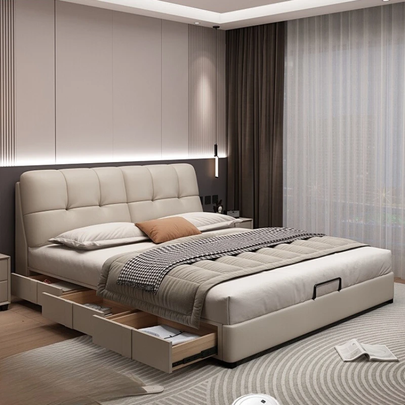 Leather Deluxe Bed Headboard Modern Home Double Bed Storage Drawers Lounge Cama De Lujo Para Dormitorio Bedroom Accessories
Leather Deluxe Bed Headboard Modern Home Double Bed Storage Drawers Lounge Cama De Lujo Para Dormitorio Bedroom Accessories