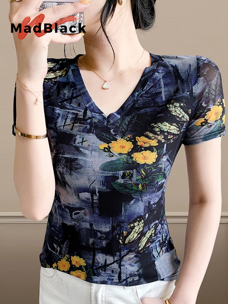 MadBlack-Women's European T-Shirt, Sexy V Neck Floral Print, Vintage Short Sleeve Slim Mesh S-3XL Tee, 2025 Summer New T57671CC
MadBlack-Women's European T-Shirt, Sexy V Neck Floral Print, Vintage Short Sleeve Slim Mesh S-3XL Tee, 2025 Summer New T57671CC