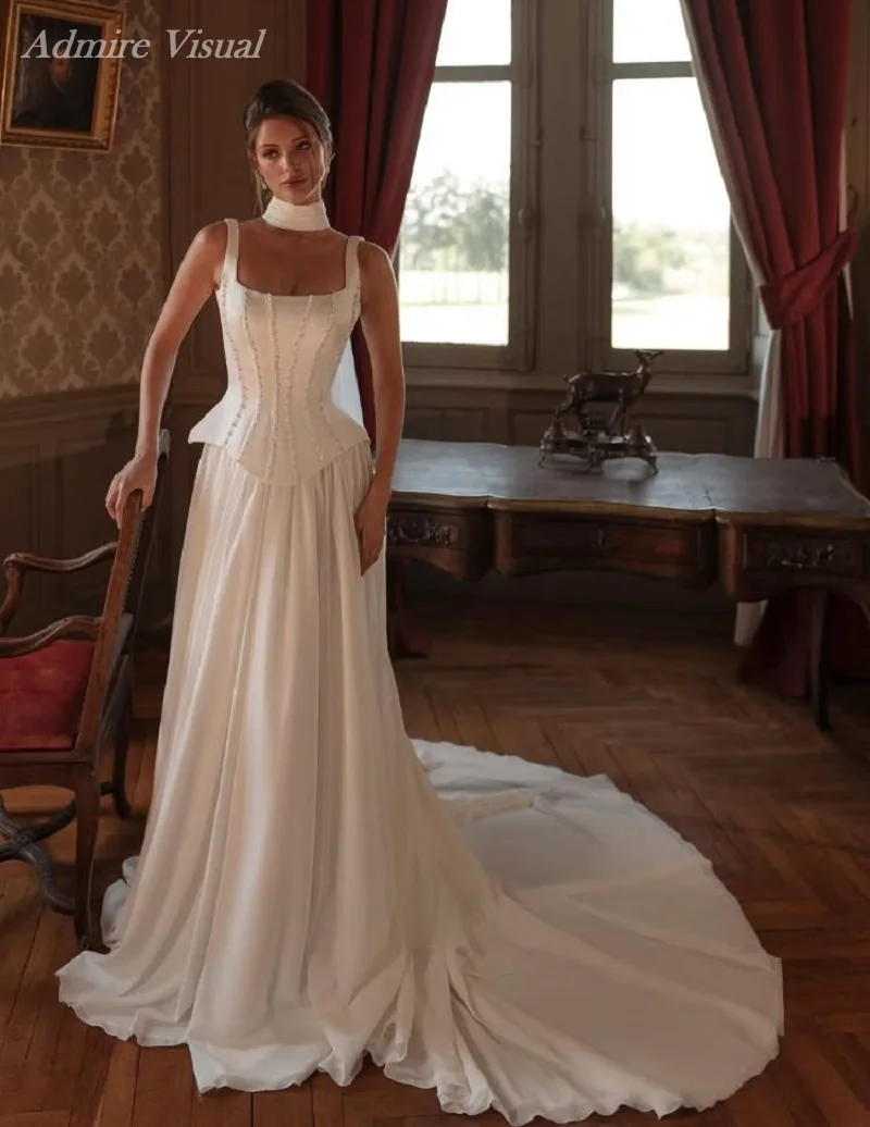 Customized A-Line Wedding Dress Set Satin Square Collar Beading With Detachable Flaps Bride Gowns Vestidos De Novias
Customized A-Line Wedding Dress Set Satin Square Collar Beading With Detachable Flaps Bride Gowns Vestidos De Novias