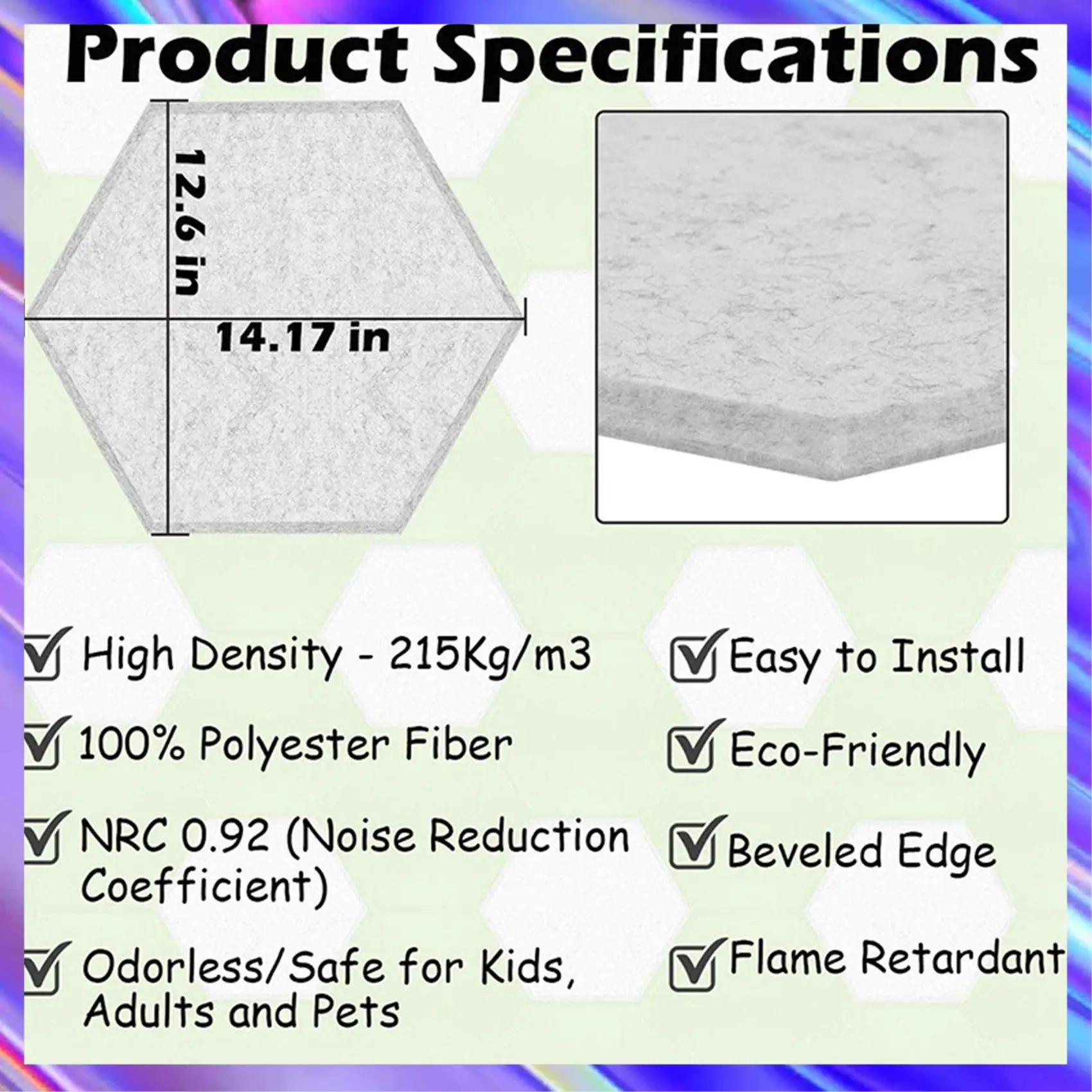 L71A 24 Pcs Hexagon Acoustic Panels Beveled Edge Sound Foam Panels,Sound Proofing Padding,Acoustic Treatment For Studio
L71A 24 Pcs Hexagon Acoustic Panels Beveled Edge Sound Foam Panels,Sound Proofing Padding,Acoustic Treatment For Studio