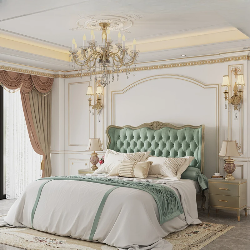 *Light luxury velvet large bed bedroom princess bed cream style master bedroom high backrest 1 meter 8 French style bed
*Light luxury velvet large bed bedroom princess bed cream style master bedroom high backrest 1 meter 8 French style bed