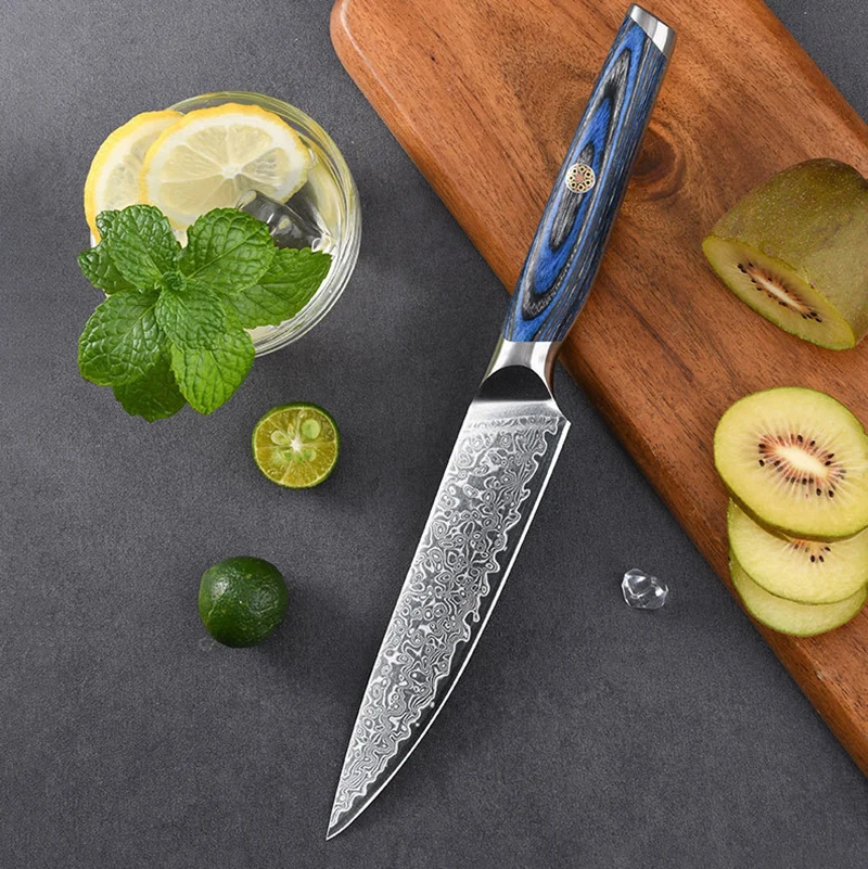 5 Inch Utility Knife 67-layers Damascus VG10 Steel Blade Sharp Paring Cleaver Fruit Slicing Barbecue Kitchen Knives Wood Handle
5 Inch Utility Knife 67-layers Damascus VG10 Steel Blade Sharp Paring Cleaver Fruit Slicing Barbecue Kitchen Knives Wood Handle