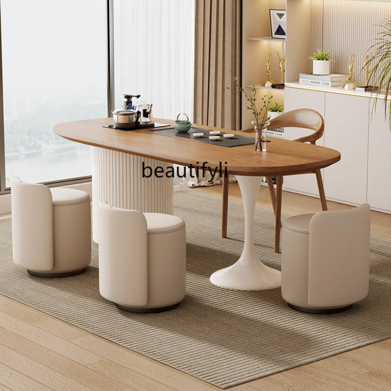 Tea Table and Chair Combination Modern Solid Wood Tea Table Living Room Home Tea Table Integrated
Tea Table and Chair Combination Modern Solid Wood Tea Table Living Room Home Tea Table Integrated