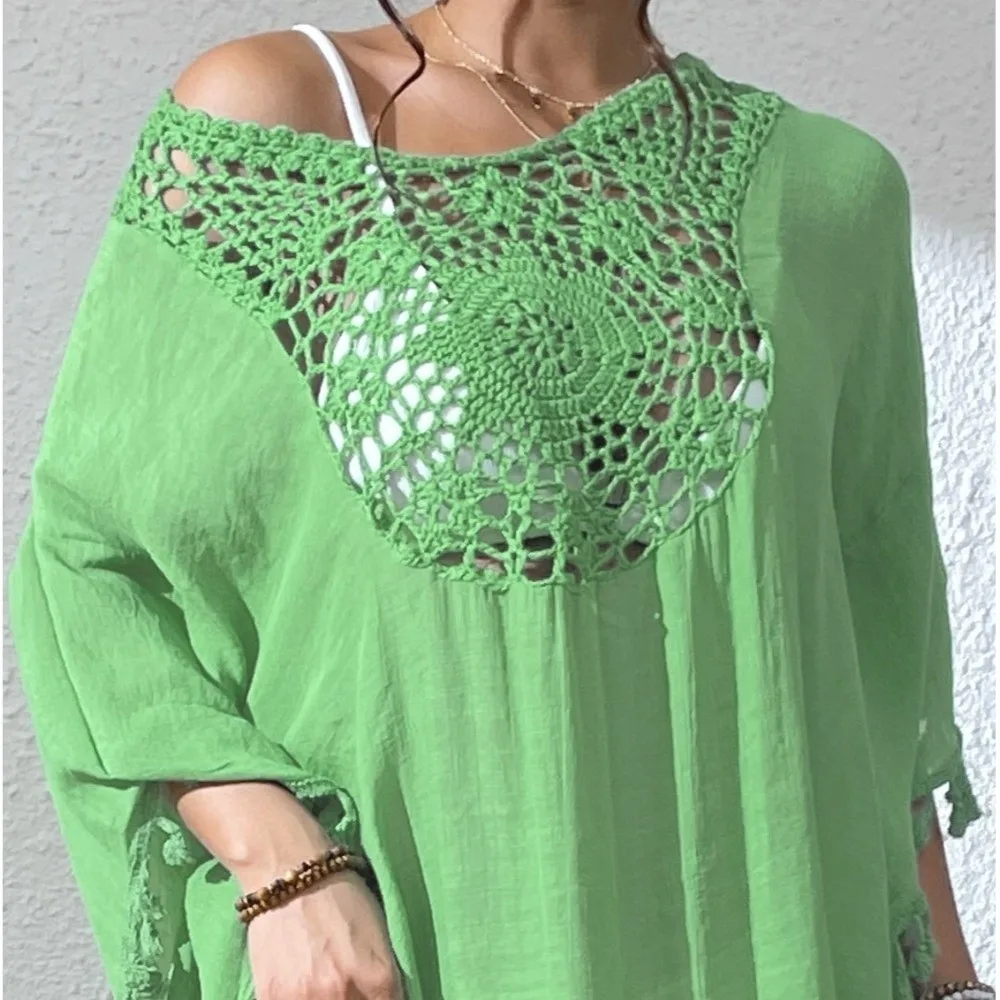 Fashion Square Neck Summer Sunscreen Smock Hollow Out Casual Beachwear Shirt Loose Vacation Swimsuit Cover Up Dress for Women
Fashion Square Neck Summer Sunscreen Smock Hollow Out Casual Beachwear Shirt Loose Vacation Swimsuit Cover Up Dress for Women