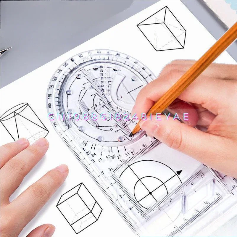 Multifunctional Ruler, Geometric Drawing Rotation, Geometric Function Ruler Protractor
Multifunctional Ruler, Geometric Drawing Rotation, Geometric Function Ruler Protractor